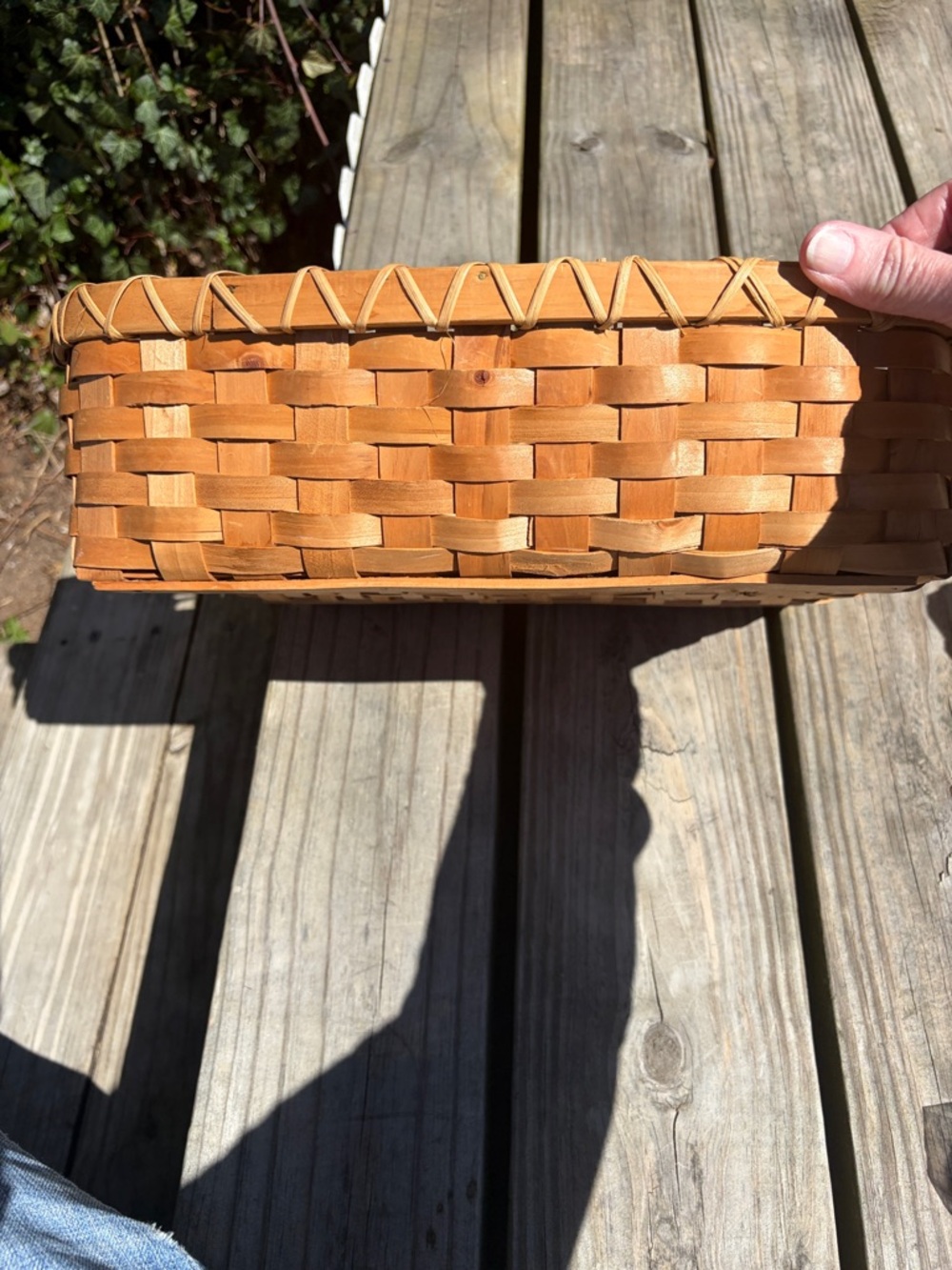 Woven Wood Storage Basket - Natural Brown - Unbranded - Picture 2 of 5